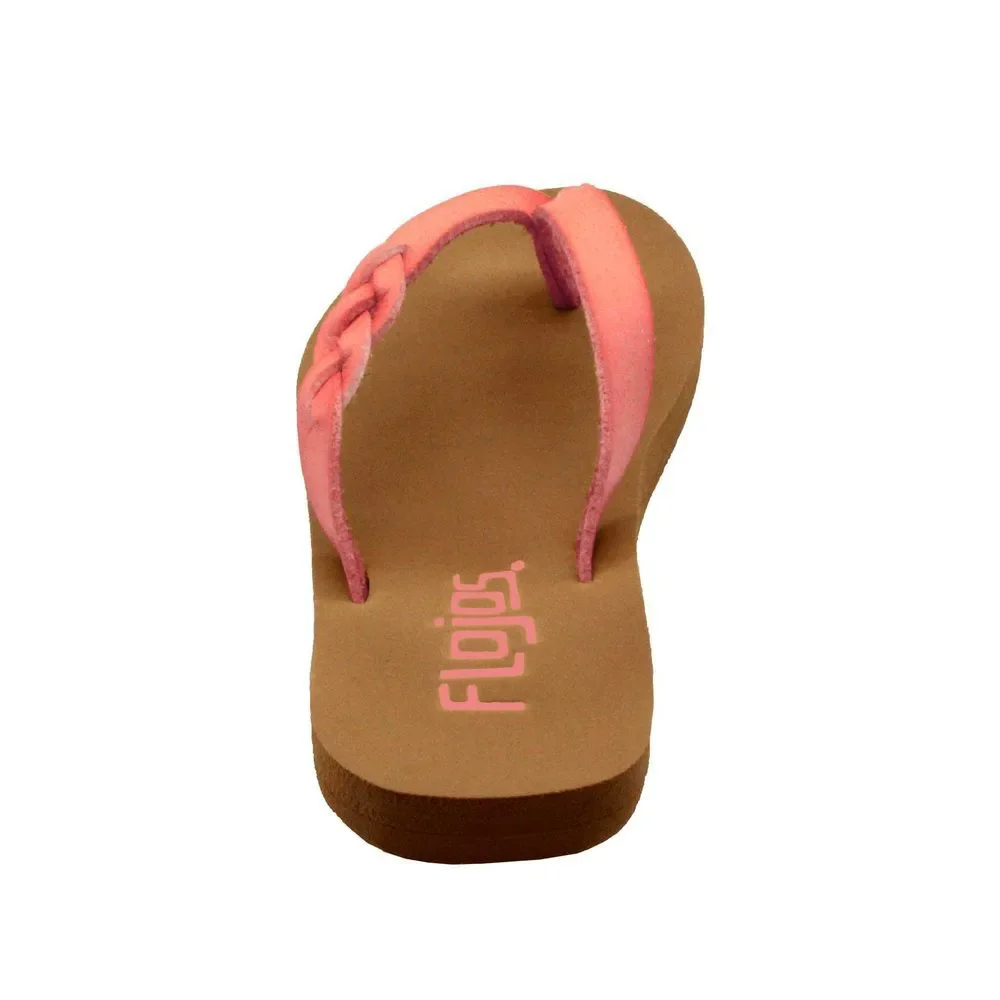 FLOJOS Girls Serenity Flat Sandal, Coral Glitter, 12 Little Kid